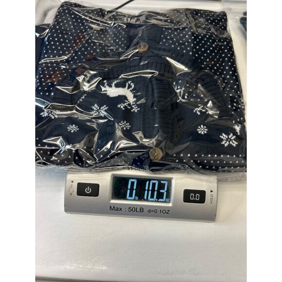 L.L. Bean XSP Navy Holiday Cardigan Sweater Snowflakes/Reindeer 5% Cashmere - Picture 10 of 10